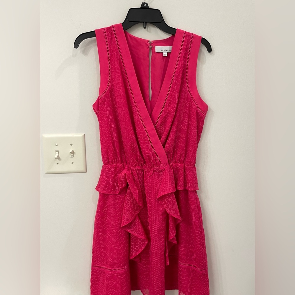 Adelyn Rae Pink Embroidery Sleeveless Ruffle Dress